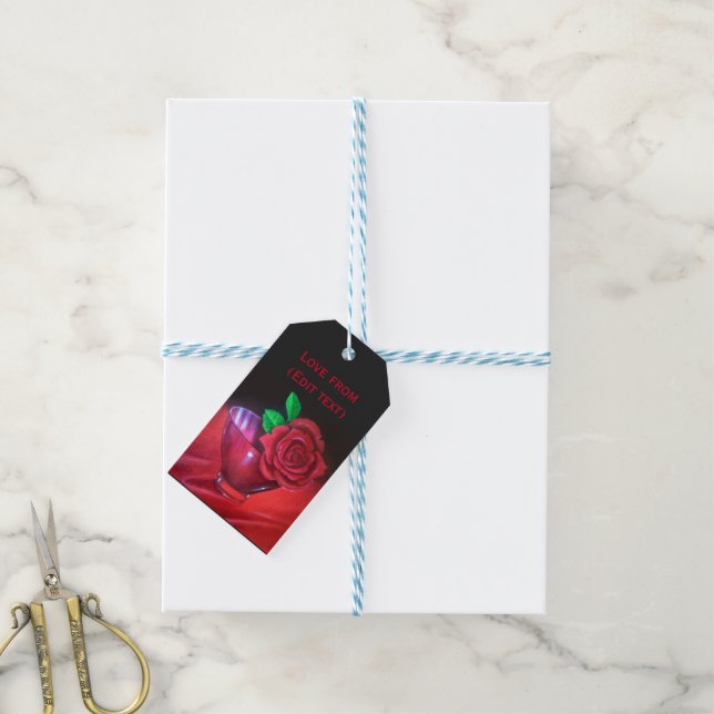 Etiqueta Para Presente Aniversário de Casamento de Rubi 40 anos Rosa Verm (Com cordão)