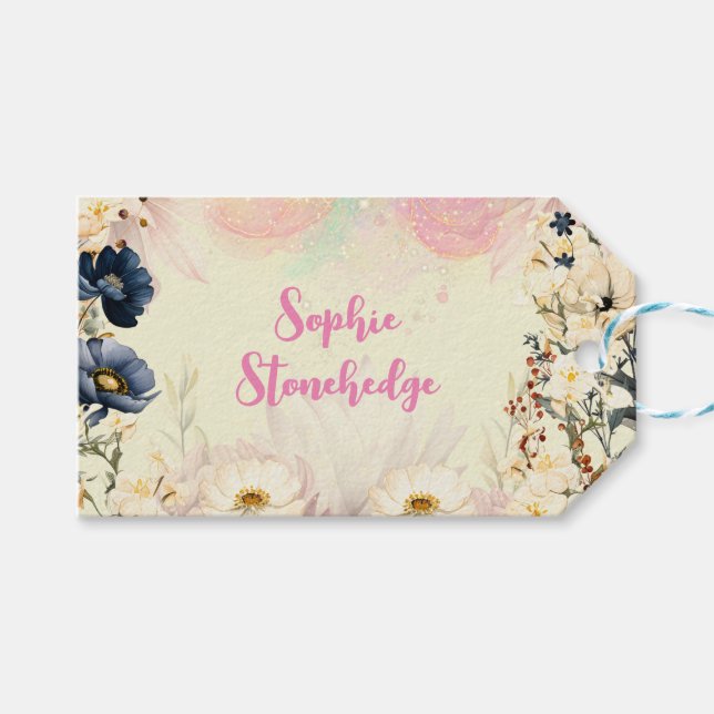 Etiqueta Para Presente Aniversário de criança de aquarelas de fada (Frente (horizontal))