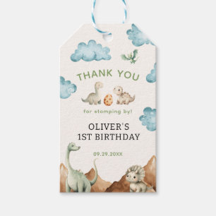 Etiqueta Para Presente Aniversário de criança Dinossauro Obrigado Favor