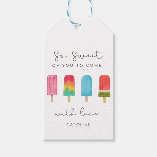 Etiqueta Para Presente Aniversário de criança Personalizado Icepop Rosa (Frente)