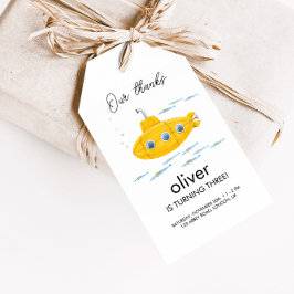 Etiqueta Para Presente Aniversário de criança Submarino Amarelo Obrigado