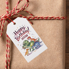 Etiqueta Para Presente Aniversário de Dinossauro Personalizado Fofinho