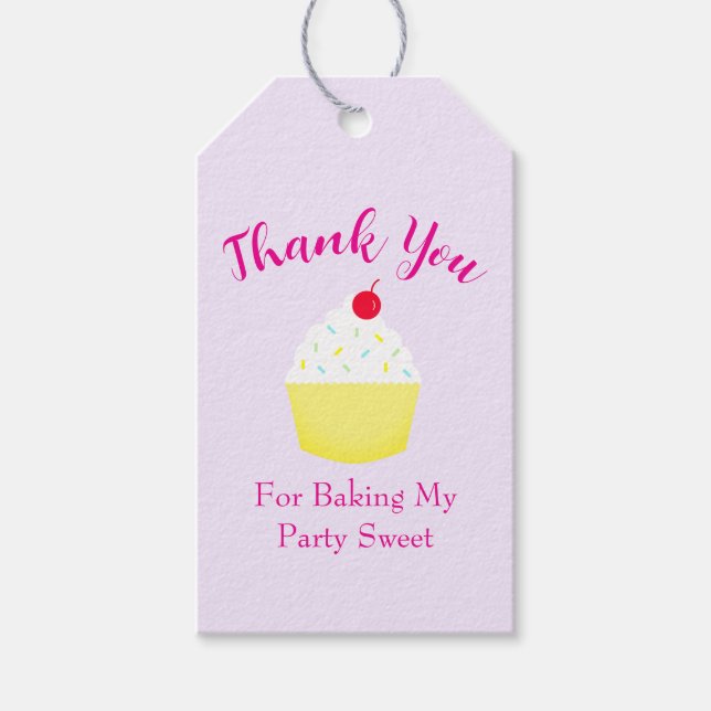 Etiqueta Para Presente Aniversário de Fazer Cupcake (Frente)