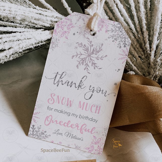 Etiqueta Para Presente Aniversário de Inverno Onederland (Winter ONEderland birthday gift tags, snowflake gift tags, winter wonderland party gift tags, frosty)