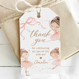 Etiqueta Para Presente Aniversário de Menina Bailarina Coquete Rosa Elega
