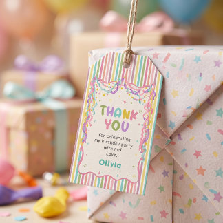 Etiqueta Para Presente Aniversário de Menina Caprichosa Colorida