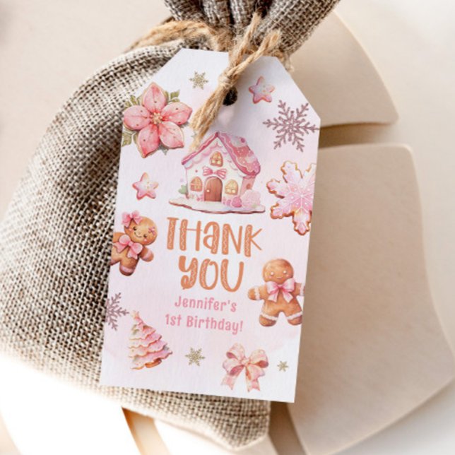 Etiqueta Para Presente Aniversário de Natal da Pequena Cookie Obrigado (Criador carregado)