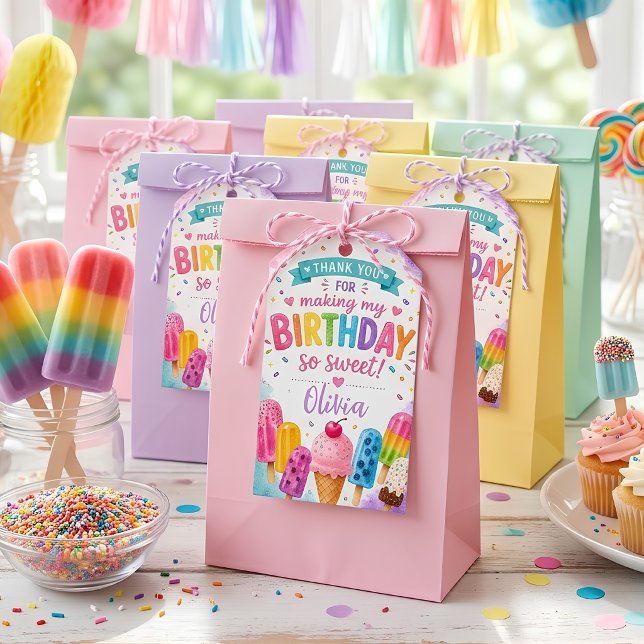 Etiqueta Para Presente Aniversário de Picolé Personalizado (Criador carregado)