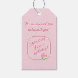 Etiqueta Para Presente ANIVERSÁRIO DE Rosa de Aquarela pintada manualment