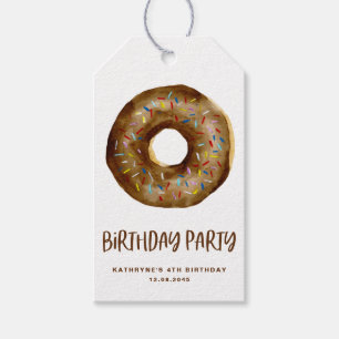 Etiqueta Para Presente Aniversário de Rosquinha de Chocolate Aquarela Obr