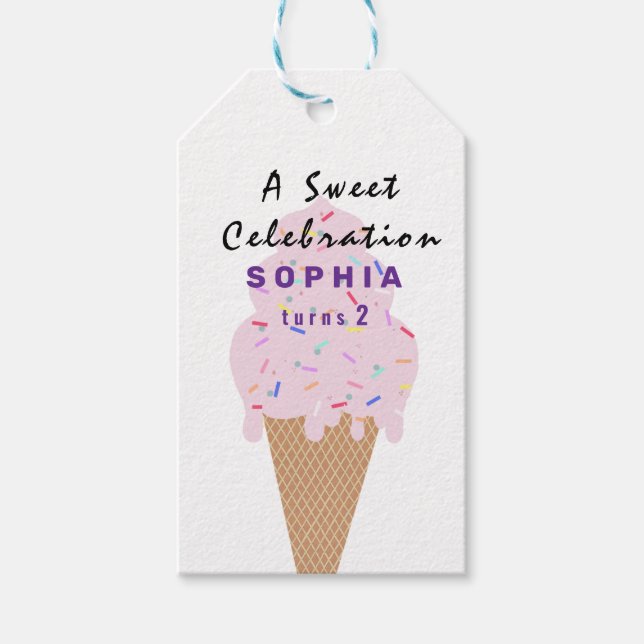 Etiqueta Para Presente Aniversário de Sorvete Doce  (Frente)