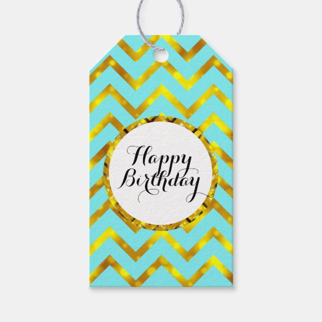 Etiqueta Para Presente Aniversário deseja personalização de ouro feminino (Frente)