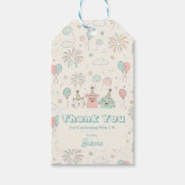 Etiqueta Para Presente Aniversário Divertido e Doce com Três Crianças