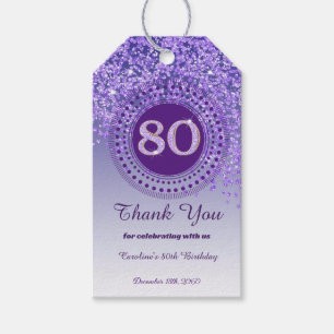 Etiqueta Para Presente Aniversário do 80 de Lágrimas Roxo Moderno