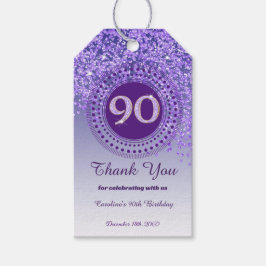 Etiqueta Para Presente Aniversário do 90 de Lágrimas Roxo Moderno