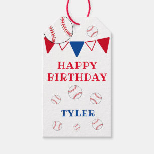 Etiqueta Para Presente Aniversário do Beisebol Balls Bunting Boy