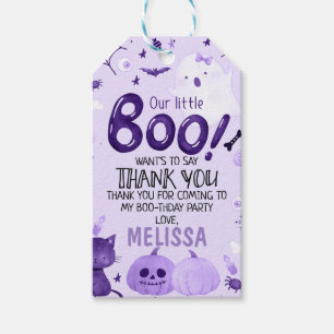 Etiqueta Para Presente Aniversário do Boo Halloween Roxo Obrigado