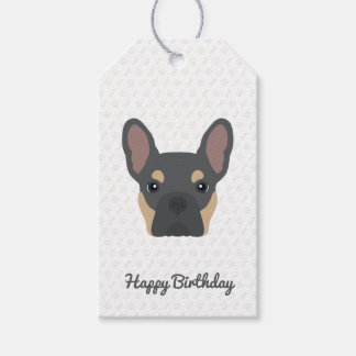 Etiqueta Para Presente Aniversário do Buldogue Francês Azul e Tan