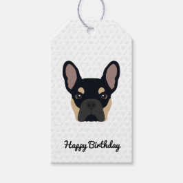 Etiqueta Para Presente Aniversário do Buldogue Francês Negro e Tan