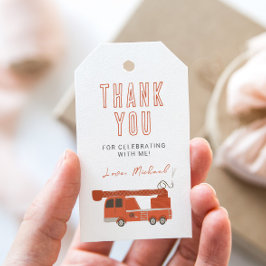 Etiqueta Para Presente Aniversário do Caminhão de Bombeiros