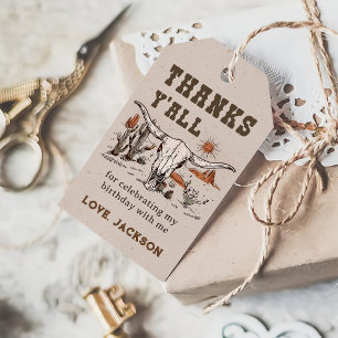 Etiqueta Para Presente Aniversário Do Cowboy Do País Ocidental Obrigado