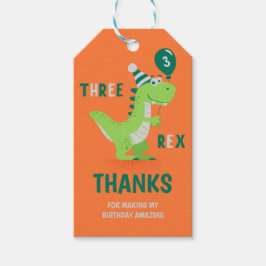 Etiqueta Para Presente Aniversário do Dinossauro Três Rex 3 anos