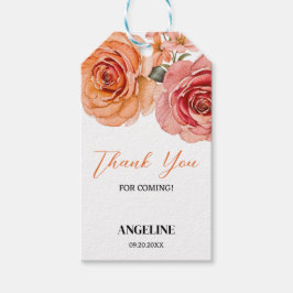 Etiqueta Para Presente Aniversário do Elegante Floral Red Orange Rosa, Ob