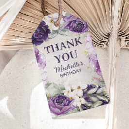 Etiqueta Para Presente Aniversário do Floral Branco Puro - Obrigado