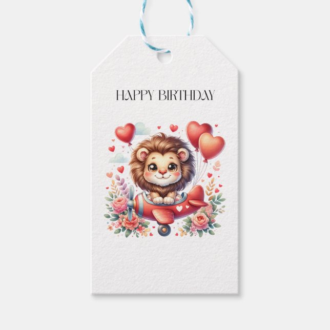 Etiqueta Para Presente Aniversário do Leão Voador (Frente)