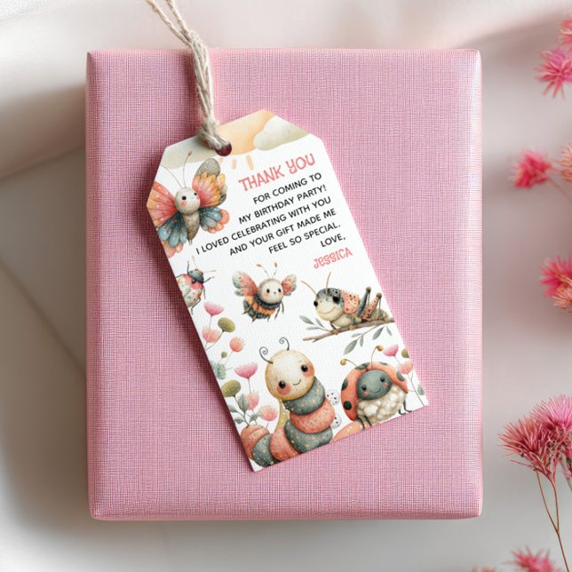 Etiqueta Para Presente Aniversário do Pastel Whimsical Insetos Crianças O (Criador carregado)