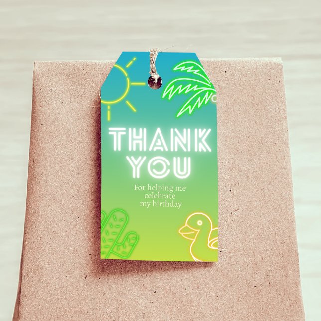 Etiqueta Para Presente Aniversário do piscina Party (Boy Birthday Pool Party Gift Tag Favor Tag)