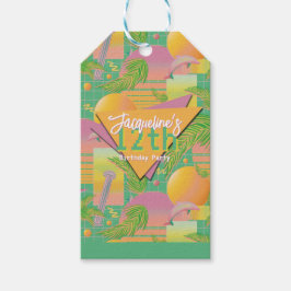 Etiqueta Para Presente Aniversário do pôr do sol vaporwave de verão amare