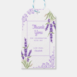 Etiqueta Para Presente Aniversário do Quadro Antiquado de Lavanda Roxo El