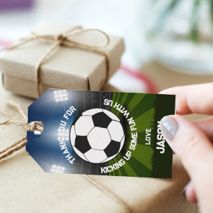Etiqueta Para Presente Aniversário do Tema Esportivo do Estádio Azul Verd