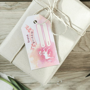 Etiqueta Para Presente Aniversário do Unicorn Amarelo Amarelo Amarelo-Cor