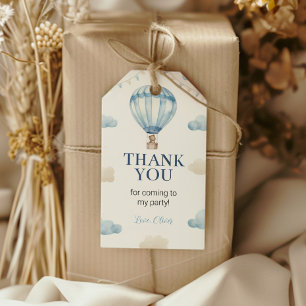 Etiqueta Para Presente Aniversário do Urso Vermelho Azul Marrom Obrigado