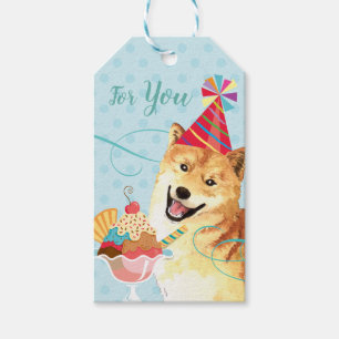 Etiqueta Para Presente Aniversário doce Shiba Inu