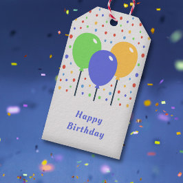 Etiqueta Para Presente Aniversário dos Balões Coloridos