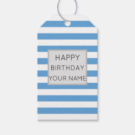 Etiqueta Para Presente Aniversário Feliz Azul E Branco