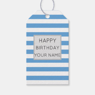 Etiqueta Para Presente Aniversário Feliz Azul E Branco