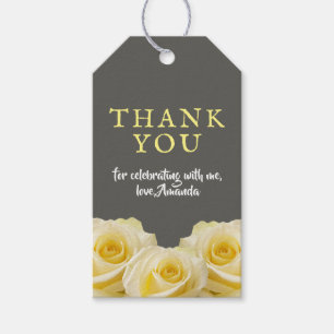 Etiqueta Para Presente Aniversário Floral Rosa Amarelo Obrigado Foto