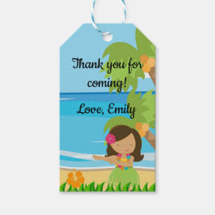 Etiqueta Para Presente Aniversário havaiano da menina do Tag da mão do