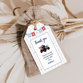 Etiqueta Para Presente Aniversário Patriótico Vermelho Branco e Azul