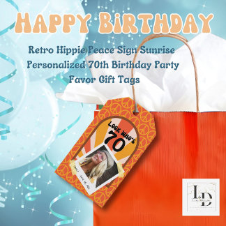 Etiqueta Para Presente Aniversário Personalizado de Foto do 70 do Anseio