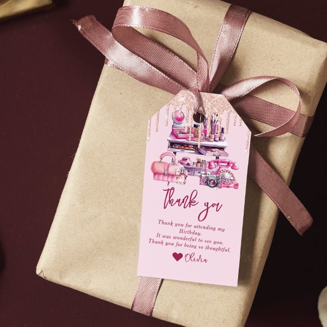 Etiqueta Para Presente Aniversário personalizado do Glam Makeup (Criador carregado)
