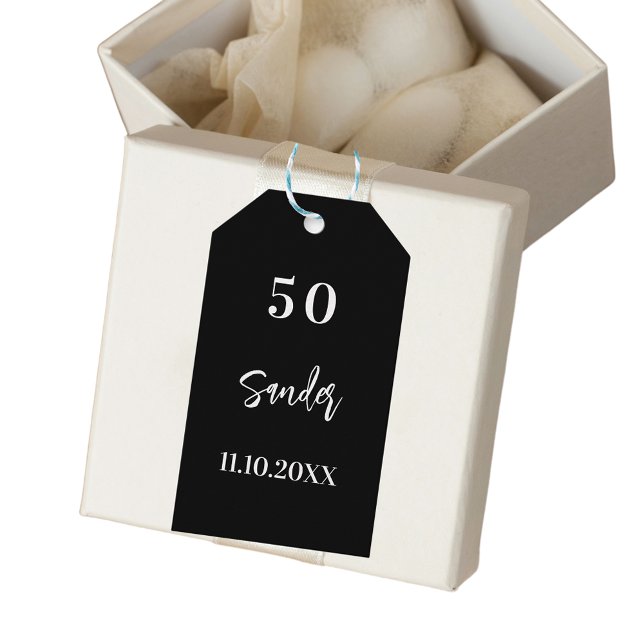 Etiqueta Para Presente Aniversário preto branco obrigado você (Criador carregado)