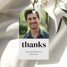 Etiqueta Para Presente Aniversário Preto e Branco Obrigado A Favorecer Et