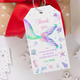 Etiqueta Para Presente Aniversário Rosa Roxo Sereia Mágica