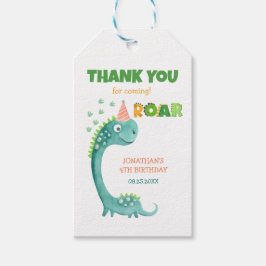 Etiqueta Para Presente Aniversário Rugido de Mordida de Dinossauro Fofo