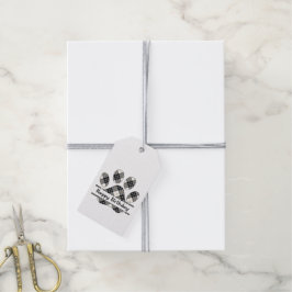 Etiqueta Para Presente Aniversário, Tartan Xadrez Paw Imprime A Branco